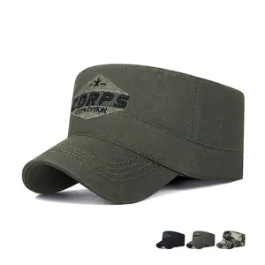Military Cadet Cap Baumwolle Bestickter Buchstabe Camouflage Verstellbar Sonnenschutz Sport Outdoor Unisex