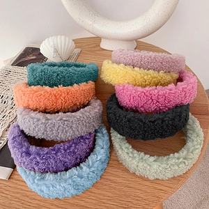 Teddy Fleece Plush Headband Wide Soft Thickened Lambswool Hair Band For Women Girls Face Washing Skincare Minimalist Aesthetic