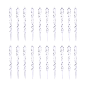 Set de 20 adornos de carámbanos de acrílico transparente para árbol de Navidad