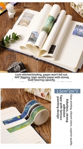 Artistic washi tape set featuring Van Gogh Starry Night and Monet Water Lilies prints