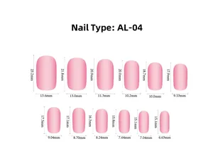 Detailed sizing chart for leopard print press-on nails with 12 specific measurements