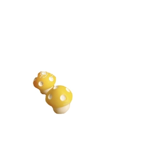 Pair of 14mm yellow resin forest mushrooms for DIY terrariums and miniature landscapes