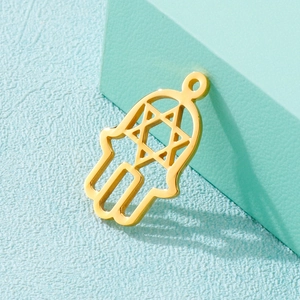 Golden Hamsa Hand and Star of David hollow stainless steel pendant for DIY jewelry