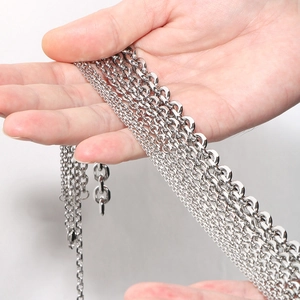 Détails de différents styles de chaînes en acier titane argenté tenues à la main
