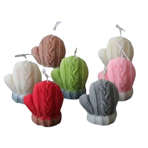 Knitted mitten candle silicone mold with realistic wool textures for winter DIY baking