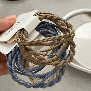 Elastic hair tie set with braided and multi-strand designs in earth tone colors