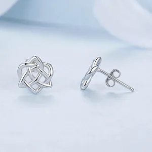 925 sterling silver Celtic knot and heart stud earrings with polished finish