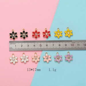 DIY colorful alloy flower pendants 13x17mm for earrings and necklaces making