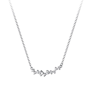 S925 sterling silver smile necklace with curved diamond-encrusted zircon stones