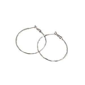 Sparkling silver hoop earrings with irregular textured finish for women's fashion