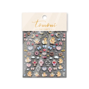 3D embossed nail art stickers featuring cute angels, bears and stars on white background