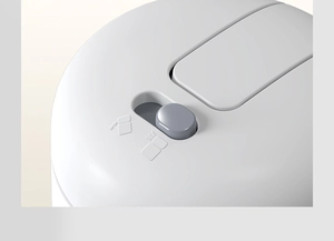 Gros plan du haut du vaporisateur d'huile blanc avec interrupteur gris pour pulvériser