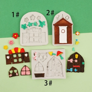 Fairy Tale House Door Window Silicone Mold For Fondant Chocolate Clay Resin Craft DIY Handmade Cake Decorating