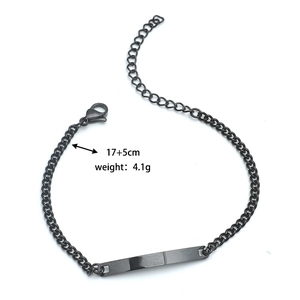 Minimalist black stainless steel bracelet with curved rectangular bar 17 plus 5cm length