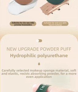 Detailed close-up of soft hydrophilic polyurethane cushion puff for wet and dry makeup use