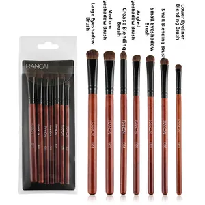 Details von 7-teiligem Lidschattenpinsel-Set mit Ponyhaar und Holzgriffen