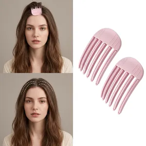 Macro view of pink hair root volume clips showing usage comparison for fluffy hair styling