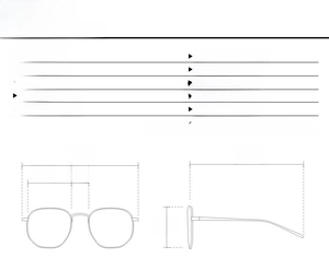 Detailed technical diagram showing square diamond sunglasses dimensions and frame size