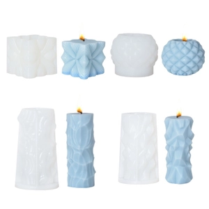 Set of geometric silicone candle molds for DIY aromatherapy candles and resin crafts