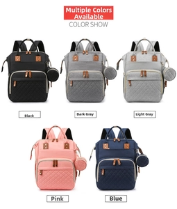 Multi-color diaper backpack options with quilted oxford fabric and matching mini pouches