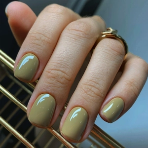 Press On Nails Glossy Solid Green Short Square Round ABS Reusable DIY Manicure Full Cover False Nails For Women