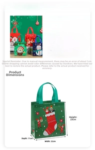 Detailed size specifications for the 22x23cm Santa non-woven holiday gift tote bag