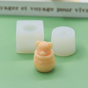 Cute teddy bear in honey jar silicone mold for DIY cake, chocolate, and candle making