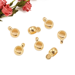 Set de siete cuentas espaciadoras CCB doradas con agujero grande para joyería y collares
