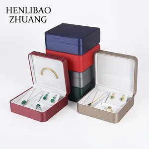 Elegant PU Leather Jewelry Box Brushed Texture Multi Compartment For Ring Necklace Earring Storage Flip Cover Case