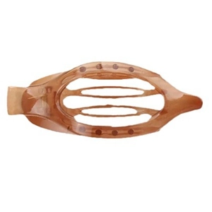 Large brown oval PC duckbill hair claw clip for elegant updo hairstyles in profile view