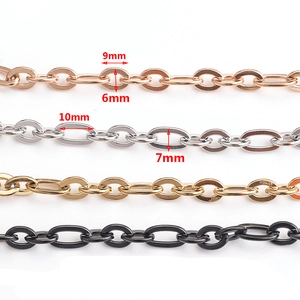 Flat curb 3:1 necklace chains in gold, rose gold, silver, and black stainless steel