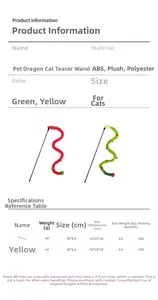 Detailed size specifications for the 50cm caterpillar plush cat teaser wand toy