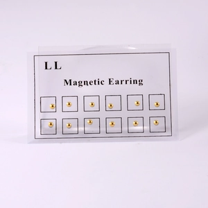 Set of 12 small gold non-piercing magnetic earrings and nose studs on display card