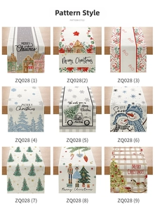 Collage of nine Christmas table runner patterns including nutcrackers and snowmen