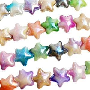 Colorful UV-coated gradient star beads for DIY jewelry and phone chain accessories