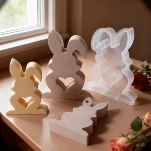 Easter heart bunny rabbit silicone mold for DIY candles and resin craft ornaments
