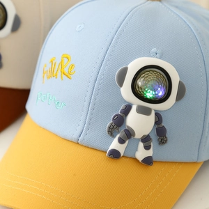 Kids baseball cap with 3D astronaut patch and Future Partner embroidery in blue and yellow