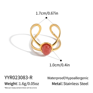 Detailed size and weight specs for vintage stainless steel ring with red stone