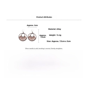 Detailed view of vintage hollow circular drop earrings with weight and size specifications