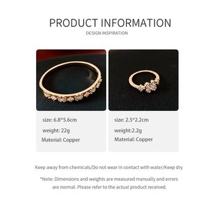 Détails du produit pour l'ensemble bague et bracelet en cuivre plaqué or 18 carats