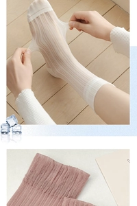 Detailed view of breathable mesh knit fabric and high elasticity of women summer thin socks