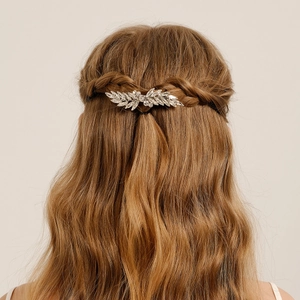 Elegant Rhinestone Hair Clip Alloy Leaf Feather Bowknot Spring Barrette For Women Wedding Daily Styling Accessory