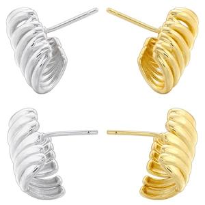 French Vintage Copper Gold Plated Twisted Stud Earrings Geometric Spiral Creative Metallic Tube Earrings For Women Jewelry
