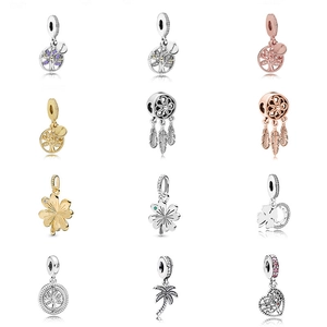 Tree Of Life Dreamcatcher Clover Charms Pendants Metal Zircon Dangle For DIY Bracelet Jewelry Making
