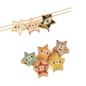Bunte Star Evil Eye Anhänger mit Goldbeschichtung für Halsketten und Armbänder
