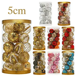 Electroplated Painted Christmas Tree Ball Ornaments With Glitter Patterns For Festive Holiday Home Decoration Party Supplies