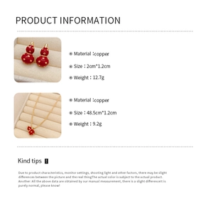 Detailed product specifications for 18k gold plated gourd necklace and earring set