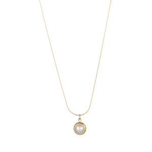 Collier minimaliste en or avec pendentif rond en perle naturelle sur chaîne fine