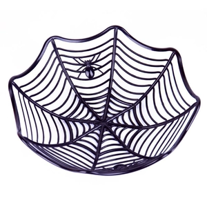Halloween black spider web fruit bowl plastic candy basket for party table decoration