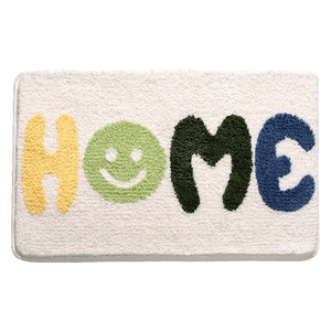 Tappetino da bagno assorbente in microfibra con scritta HOME colorata e antiscivolo
